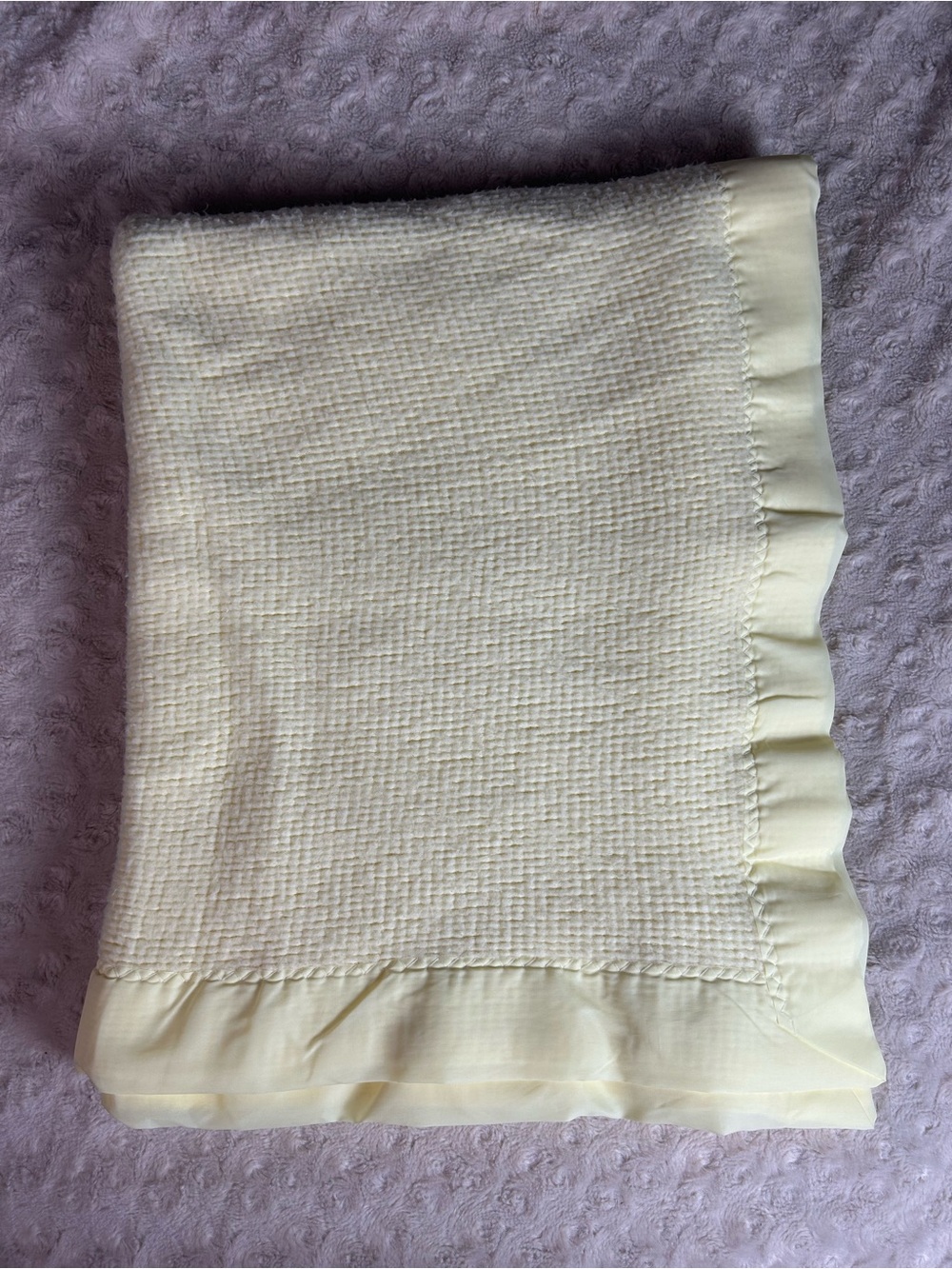 Cozy Baby Products Yellow Blanket 100% Orlon JE Morgan Knitting Mills USA Made